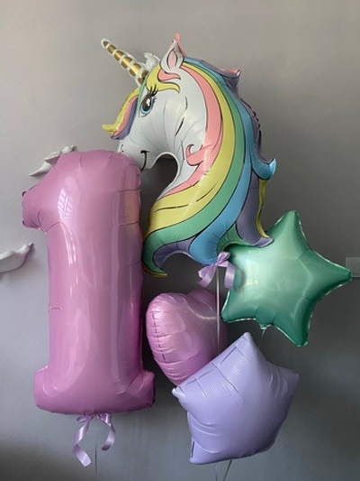 Набор шаров Нежный Единорог на годик