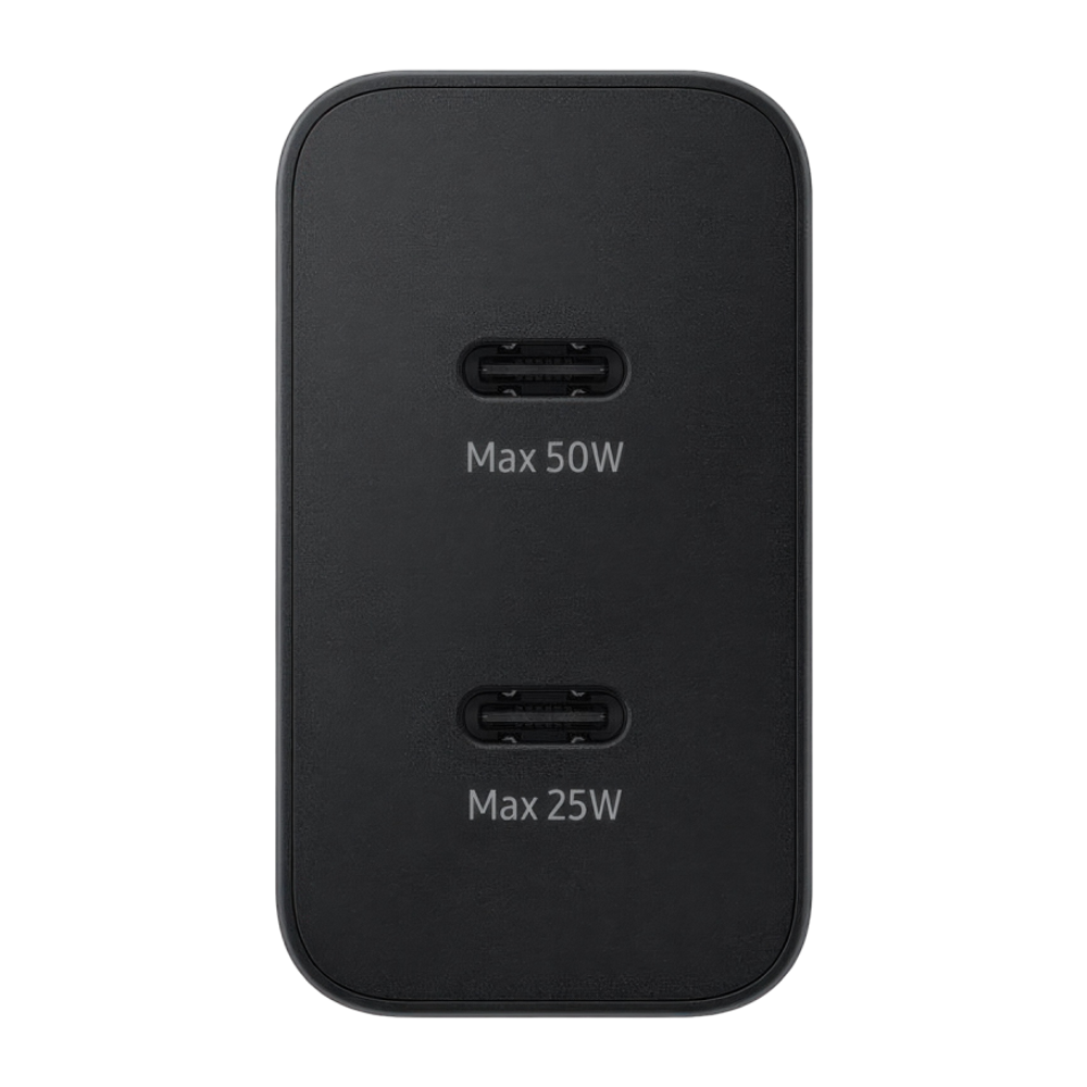 Сетевое зарядное устройство Samsung Duo мощностью 50 Вт (2 USB-C) (GaN) и кабель USB-C (1,8 м) (EP-T5020)
