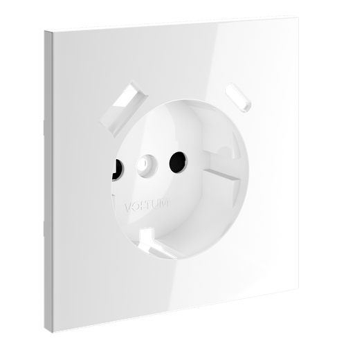 Накладка для розетки с заземлением и защитными шторками, с USB A+C, (белый глянцевый) Voltum S70 VLS001001