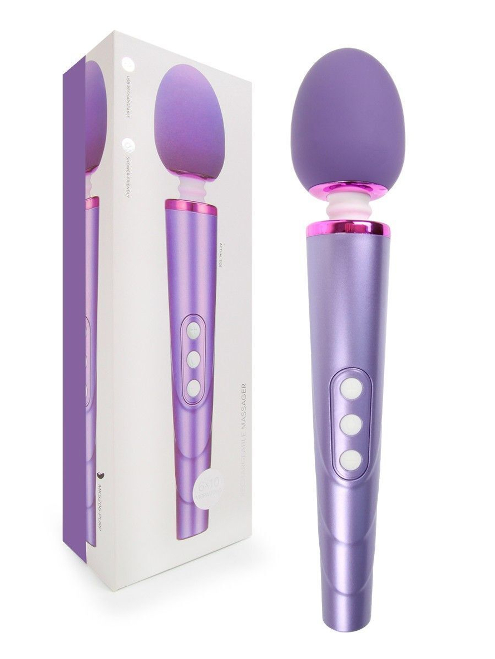 Сиреневый жезловый вибромассажер с головкой на гибкой шее - 25,5 см. (Цвет: сиреневый)