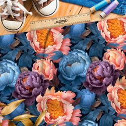 Ткань Ниагара Софт яркий ночной цветочный хор