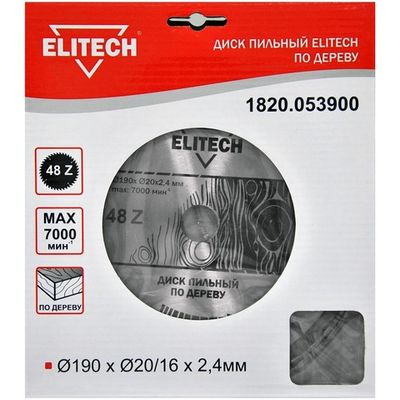 Диск п/п ELITECH 190*20/16*48