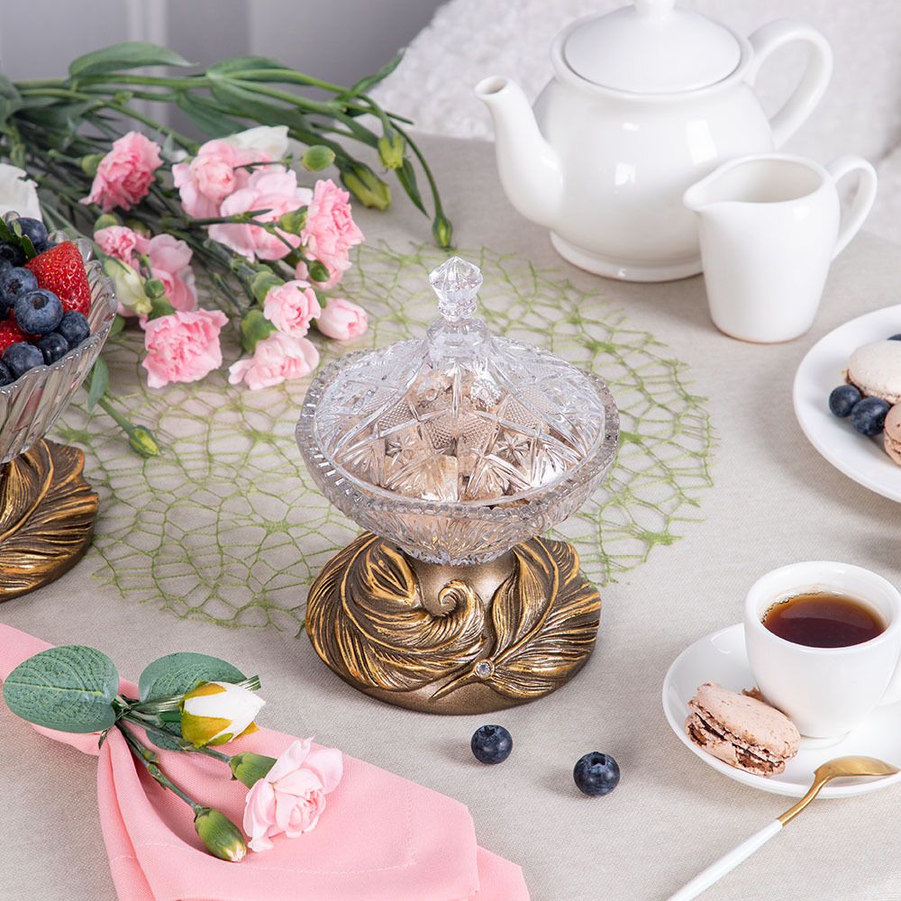 Сахарница стеклянная с крышкой Боа Бронза