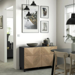 Комбинация для хранения - IKEA BESTÅ/BESTA, 120х42х74 см, черно-коричневый/под беленый дуб, БЕСТО ИКЕА