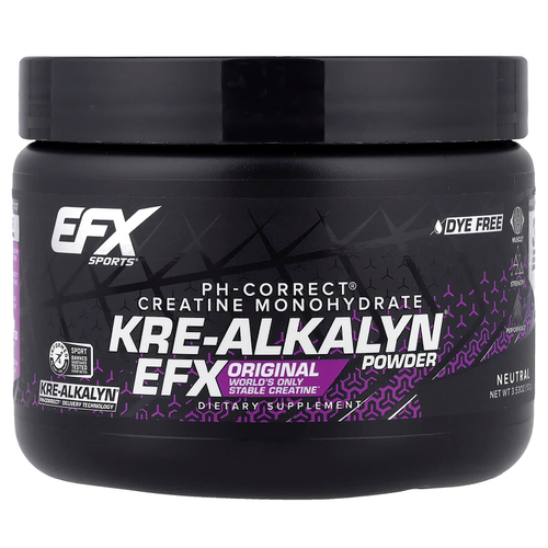 EFX Sports, PH-Correct®, моногидрат креатина, Kre-Alkalyn® EFX, нейтральный вкус, 100 г (3,53 унции)