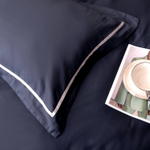 Комплект постельного белья Однотонный Сатин Премиум широкий кант на резинке OCPKR023