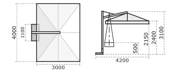 Зонт профессиональный Galileo Wood 300х400 см, слоновая кость