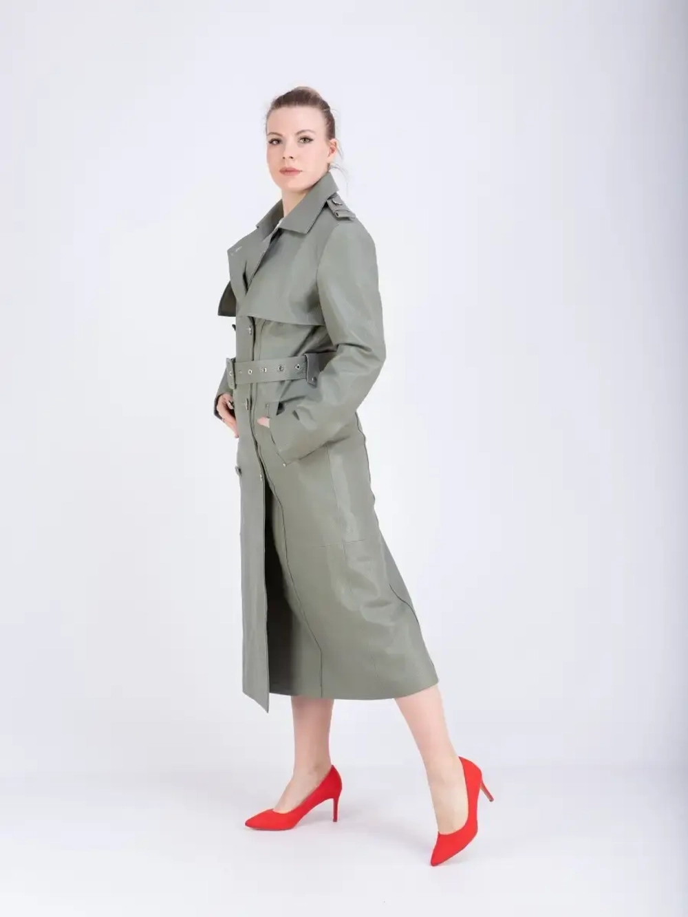 Тренчкот женский плащ женский кожаный