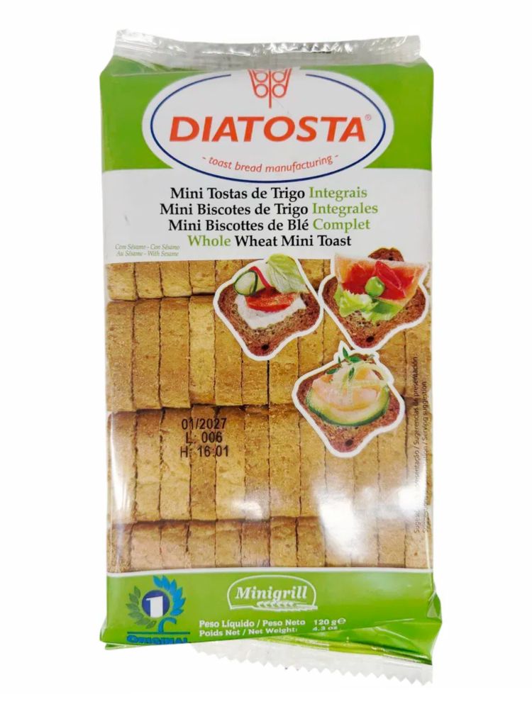 Мини-тосты цельнозерновые Diatostaс кунжутом 120 г