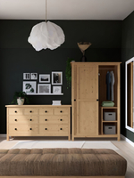 IKEA Шкаф с 3мя ящиками HEMNES стекло/стекло, 198х90х37, белый/св-коричневый, из массива дерева, КЫМОР (ХЕМНЭС ИКЕА), массив сосны