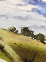 Картина авторская акварельная в паспарту 21х30 см на стену для интерьера "Солнечный день"