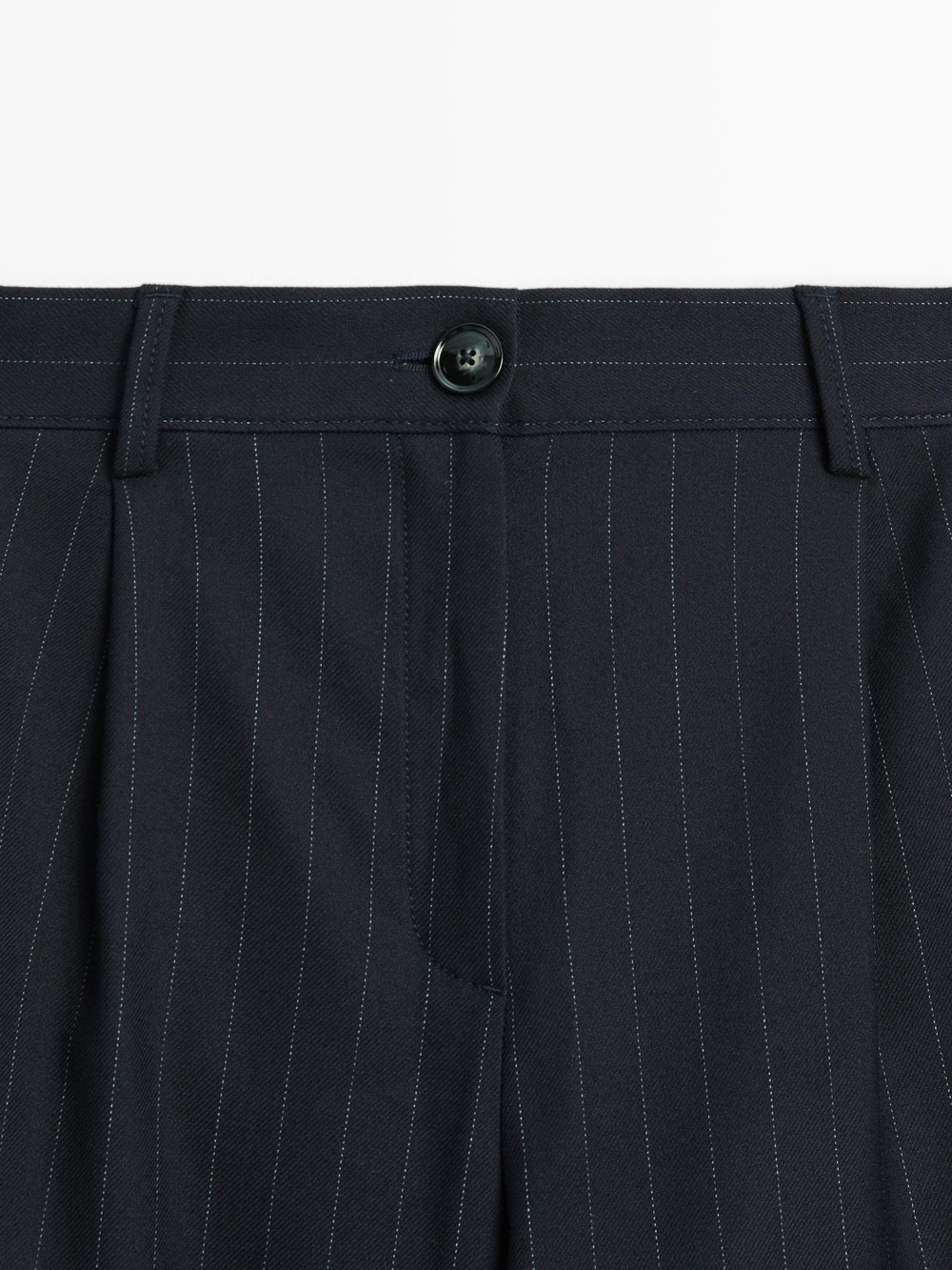 Massimo Dutti Брюки в тонкую полоску с широкими штанинами, темно-синий