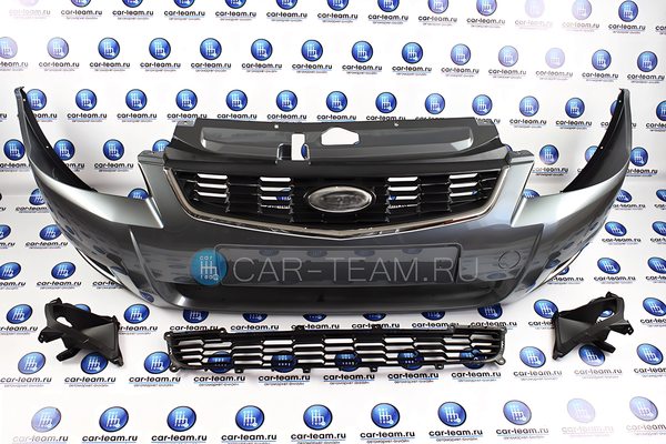 Бампер передний на Лада Приора 2 "ППИ" в сборе с решетками и рамками ПТФ окрашенный, оригинальный