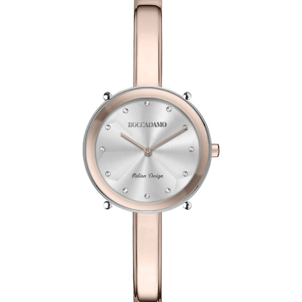 Часы Boccadamo Loving Rosegold Silver LO004 BW/RG  с минеральным стеклом, кристаллами Swarovski