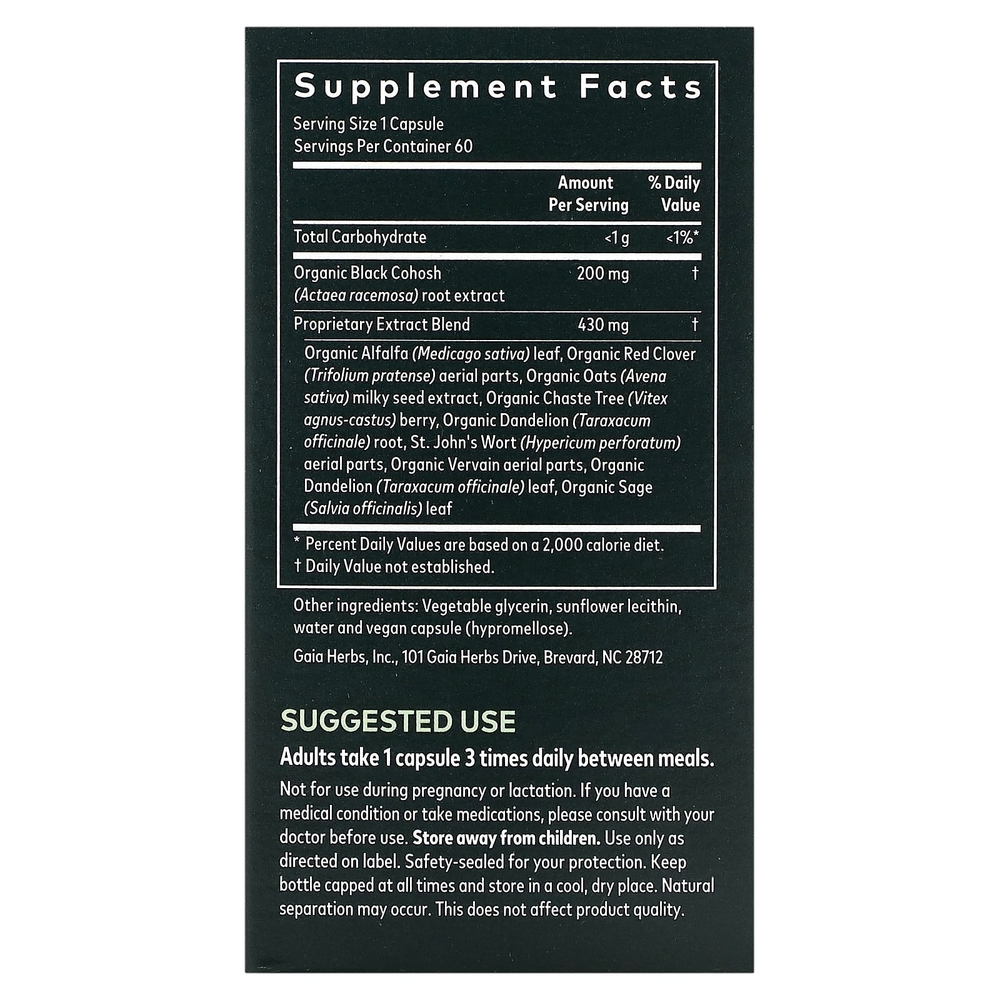 Gaia Herbs, для женщин, добавка для поддержки в период менопаузы, дневная, 60 веганских капсул Phyto-Caps