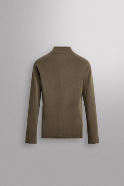 ZARA КОМПРЕССИОННАЯ ФУТБОЛКА ДЛЯ КАТАНИЯ НА ЛЫЖАХ С ВОРОТНИКОМ НА МОЛНИИ, МЯГКИЙ ЗЕЛЕНЫЙ