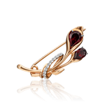 Брошь «Цветок» из красного золота c гранатами и натуральными топазами white Артикул: 04-0239-00-264-1110-57