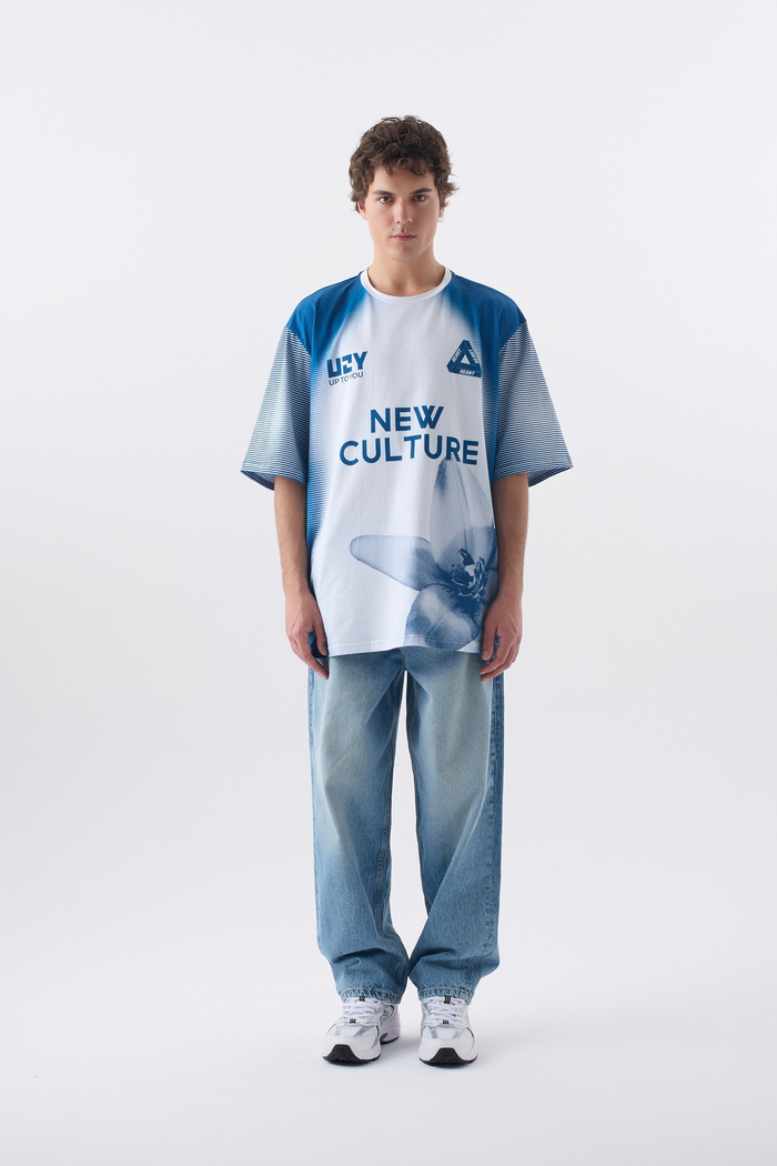 Футболка мужская Oversize с пич эффектом "Retro Sport" Синий
