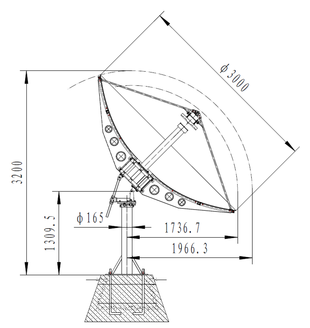 Антенна 3.0 м RxTx VSAT, Al, Az/El, Huaxin