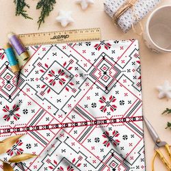 Ткань кулирная гладь крупная редкая славянская вышивка на рубахе