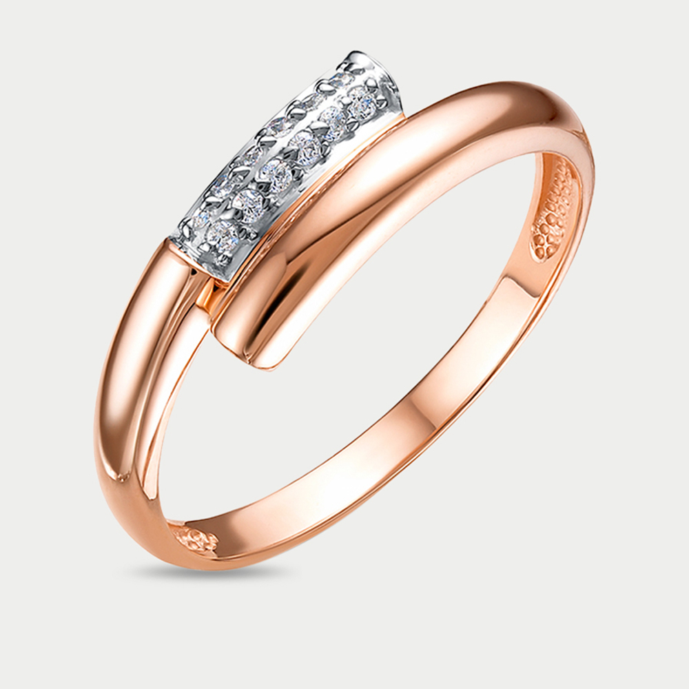 Кольцо женское из розового золота 585 пробы с фианитами (арт. 1105552)
