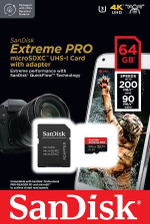 Карта памяти SanDisk Extreme Pro microSDXC 64 ГБ UHS-I, V30, A2, U3 с адаптером