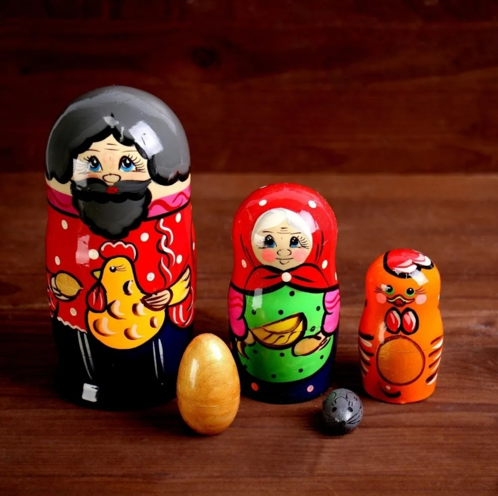 Матрешка "Сказка-Курочка Ряба" 5 кукольная. Высота самой большой куклы 15-18см