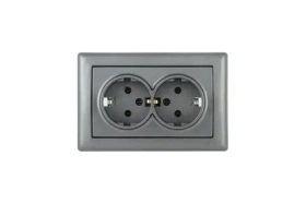 2-ая розетка IEK РС21-1-0-БА с з/к 16А BOLERO антрацит ERB21-K95-16