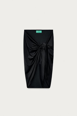 ZARA X MARISA BERENSON ОДНОТОННАЯ ЮБКА-ПАРЕО ИЗ СМЕСИ ПОЛИАМИДА, ЧЕРНЫЙ