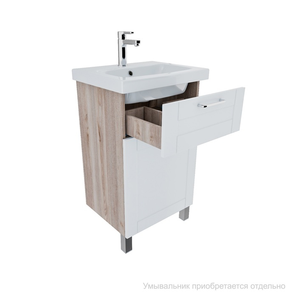 Тумба напольная IDDIS New Sena, 50 см, белая/под дерево, NSE50W1i95