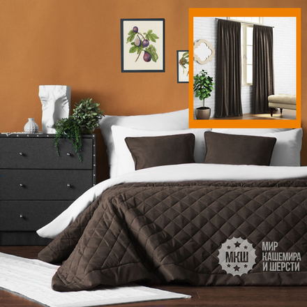 Готовые шторы и покрывало КИИММ (арт. BL10-291-05) - венге