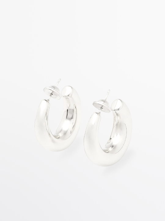 Massimo Dutti Серьги-кольца, серебряный