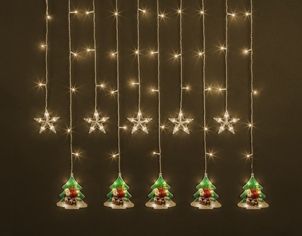 Гирлянда Navigator 95 027 NGF-D037-04 (бахрома звезды и елки WW 3*0.6м IP20)