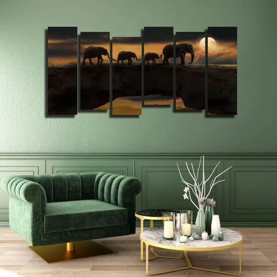 Модульная картина "Африканские слоны"