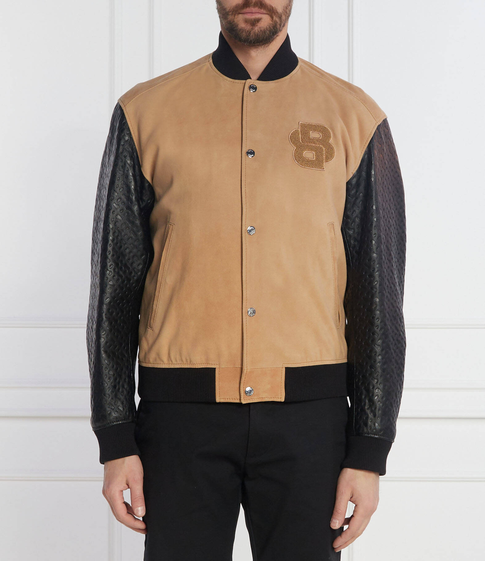 Кожаная куртка бомбер Moniro BOSS BLACK - бежевый(50510528)