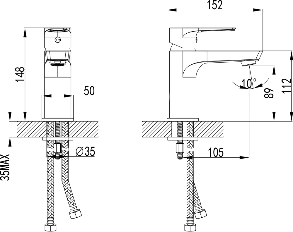 Смеситель для раковины STWORKI Хельсинки S33010GB вороненая сталь
