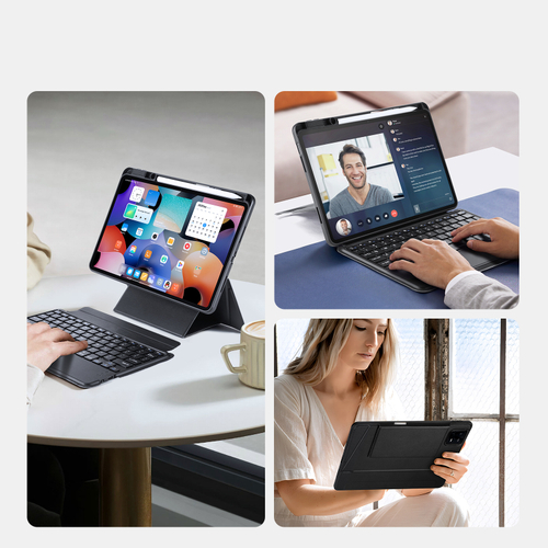Защитный чехол подставка с клавиатурой (RUS) от Dux Ducis для Xiaomi Pad 6 и Pad 6 Pro, серия DK Series Keyboard, русская клавиатура с подсветкой