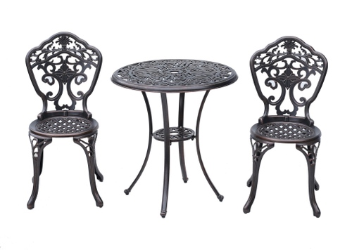 Кофейный набор из литого алюминия стол Макао D68 + 2 стула Нью Йорк