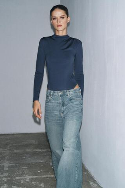 ZARA БОДИ СО СБОРКАМИ, СИНИЙ