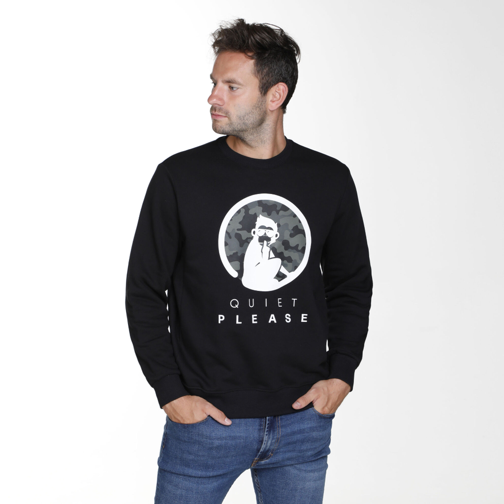 Мужская кофта теннисная Quiet Please Longline Sweatshirt Men - Black, White