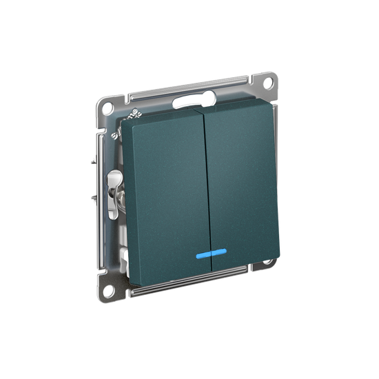 Выключатель 2-кл. СП AtlasDesign 10А IP20 (сх. 5а) 10AX с подсветкой механизм изумруд SE ATN000853