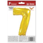Шар (40"/102 см) Цифра, 7, Золото, в упаковке