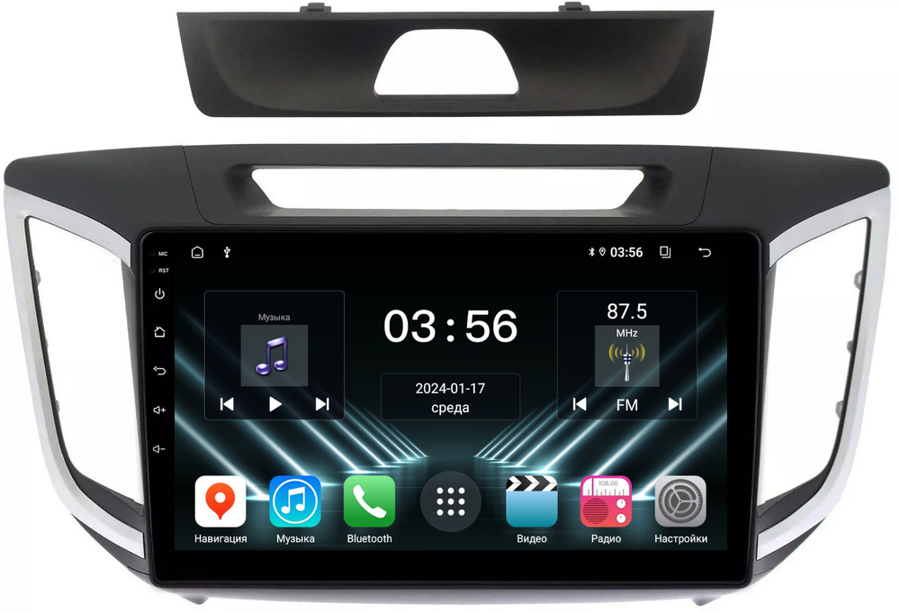 Магнитола для Hyundai Creta 1 2016-2021 - FarCar DX407M монитор 10" IPS на Android 13, 4+64Гб, CarPlay