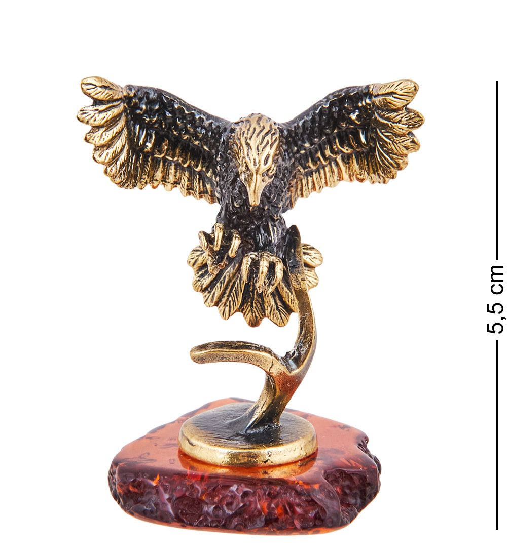AM-3703 Фигурка «Орёл на охоте» (латунь, янтарь)