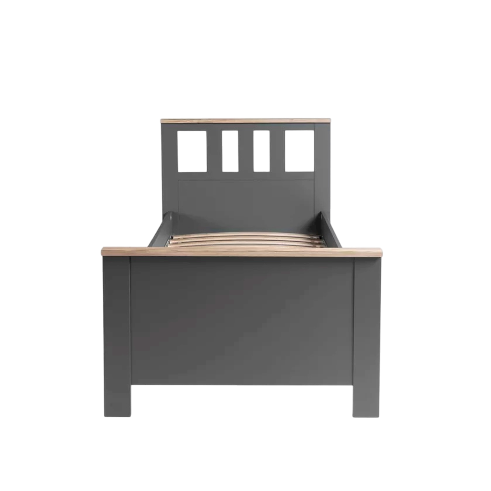 САГА кровать одинарная 90х200, габариты: 103.6х208.7х100.7 см, серый/ясень