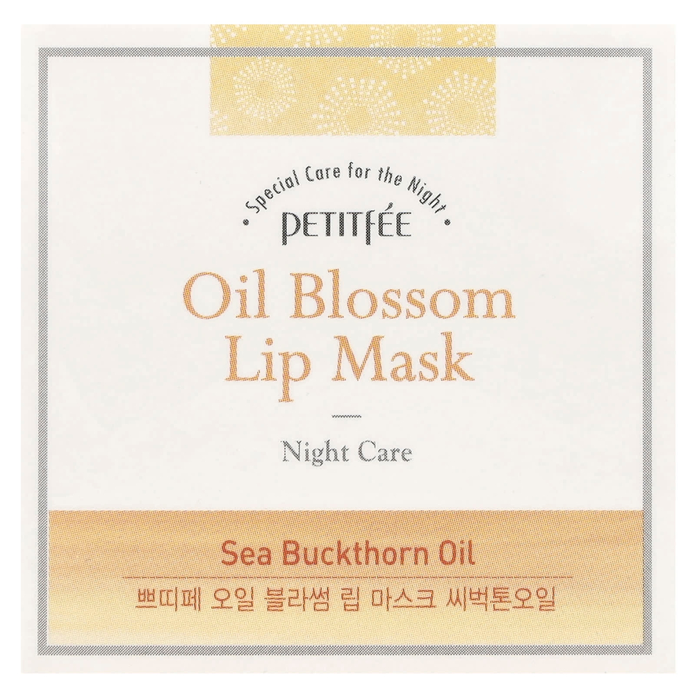 Petitfee, маска для губ с цветками, ночной уход, облепиховое масло, 15 г