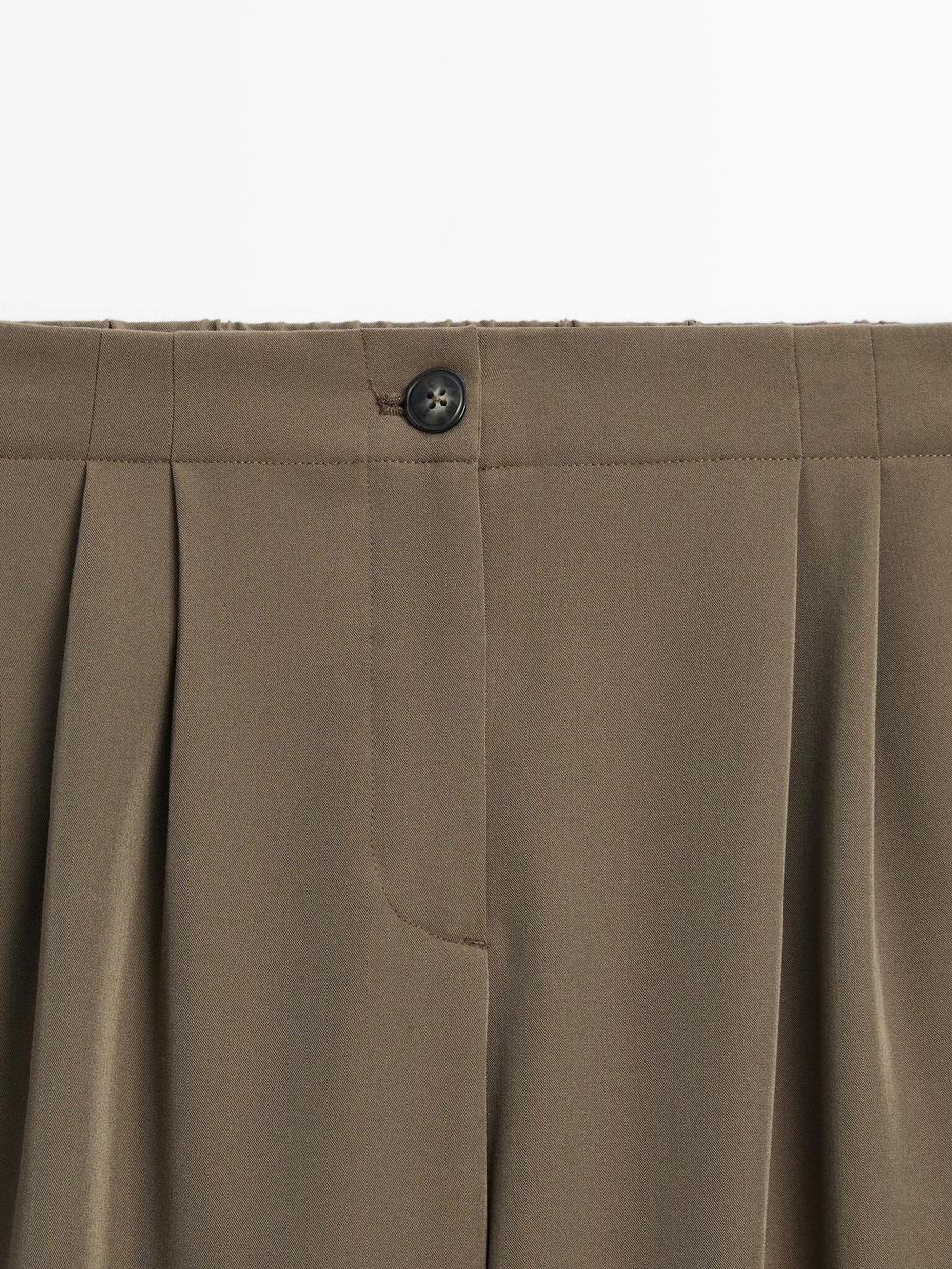 Massimo Dutti Струящиеся брюки с широкими штанинами и защипами, кротово-коричневый