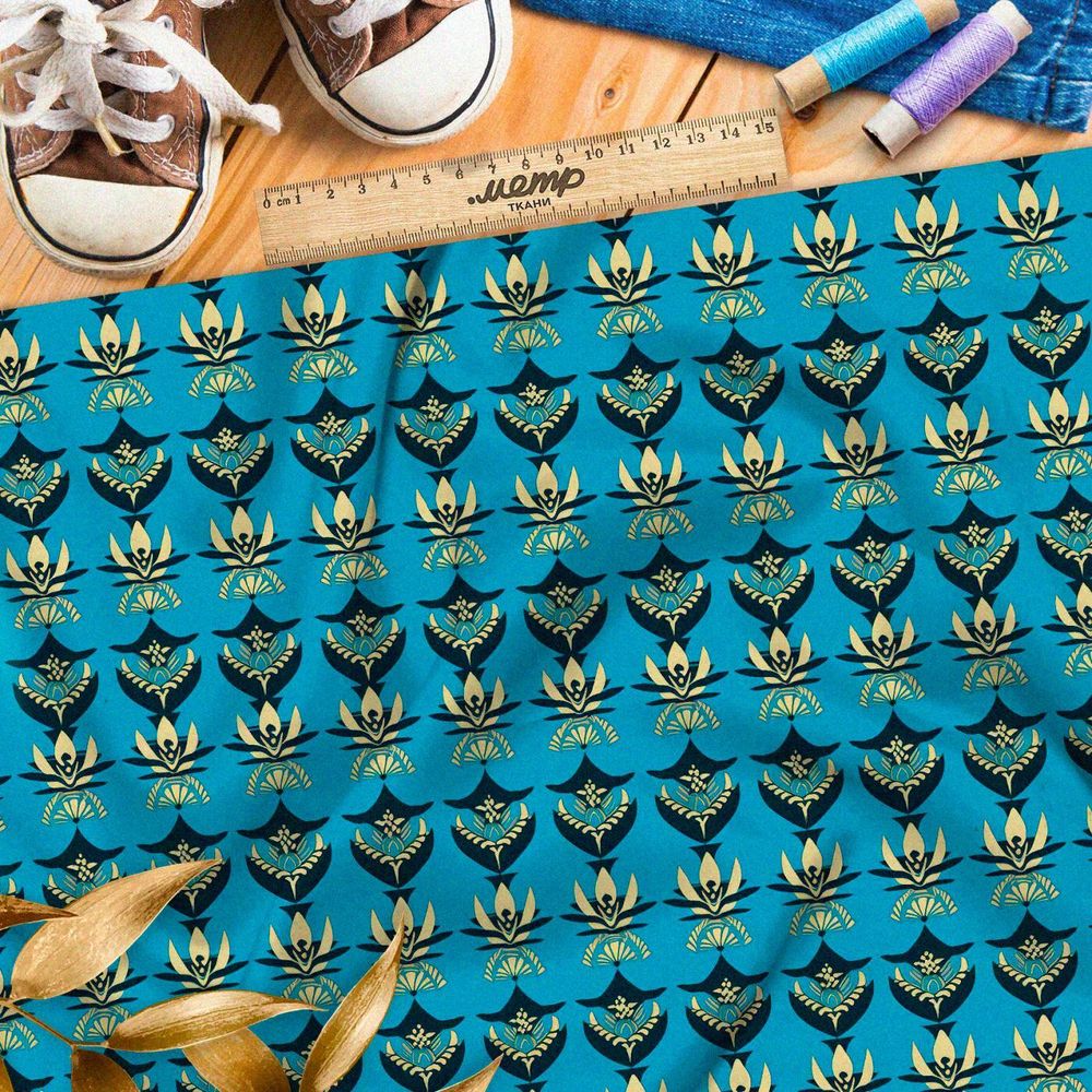 Ткань премиум интерлок пиксельная мозаика