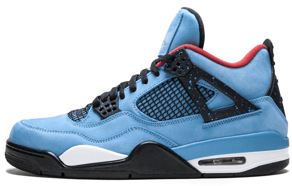 Travis Scott Cactus Jack x Jordan Air Jordan 4 wear-resistant mid-top retro basketball shoes men's ice blue