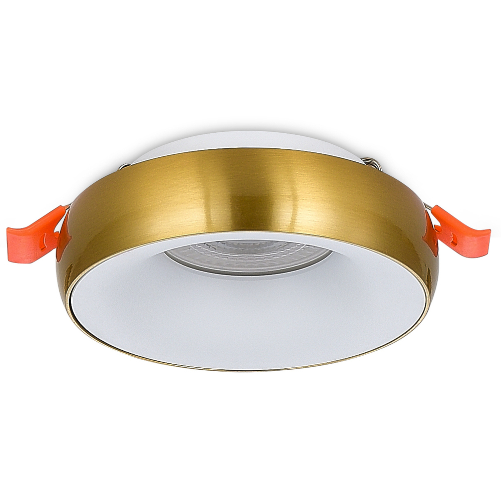 Светильник встраиваемый, GU10, D95xH35мм, IP20, латунное основание, белый плафон, без лампы